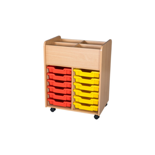 12 Tray Tall Mobile Book Trolley