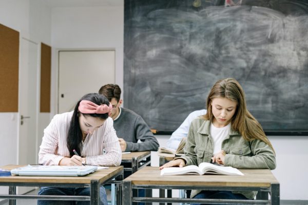 Students working in a classroom