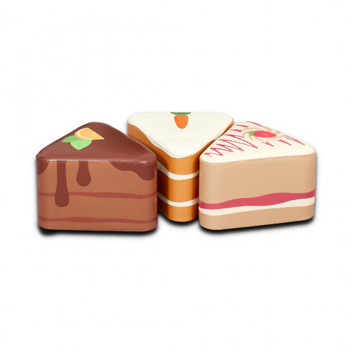 Printed Cake Slice Seats - Set of 6
