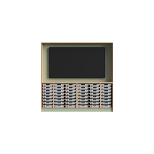 2 Metre wide Teaching Wall with trays and screen housing