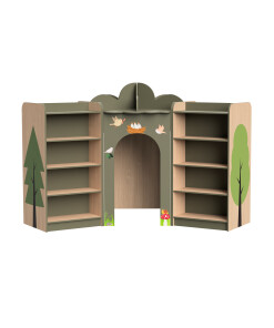 Woodland Themed Central Archway with 3 Double Sided Bookcases